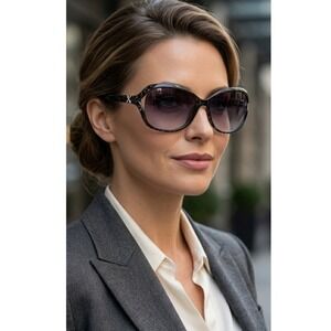 Oscar de la Renta Womens Grey Snakeskin Butterfly Sunglasses Gradient Lenses NEW
